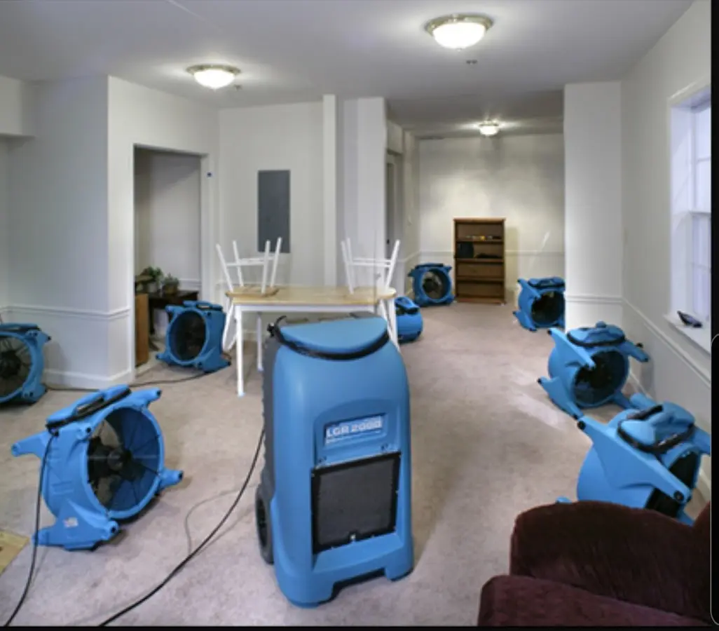 Air movers and dehumidifier setup for Water Extraction & Removal in Petoskey